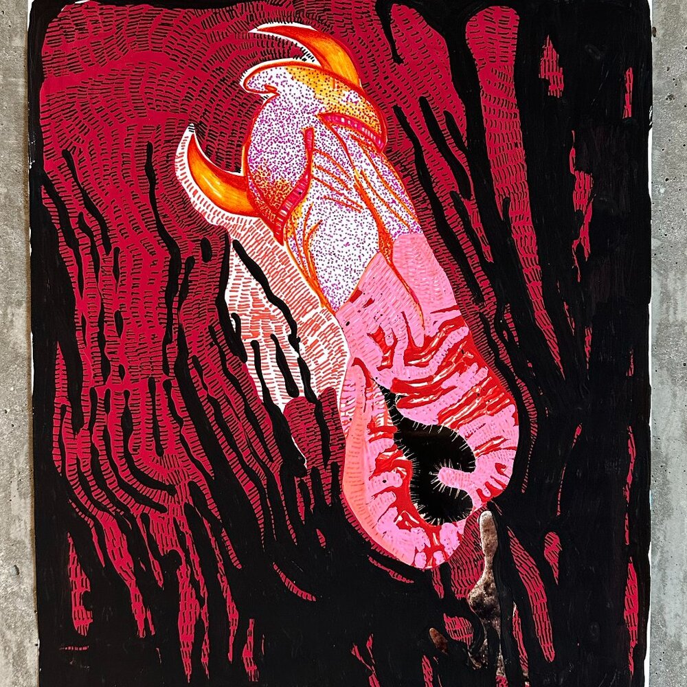 Male Figure Nude Original Acrylic Painting on Mixed Media Paper LGBTQ